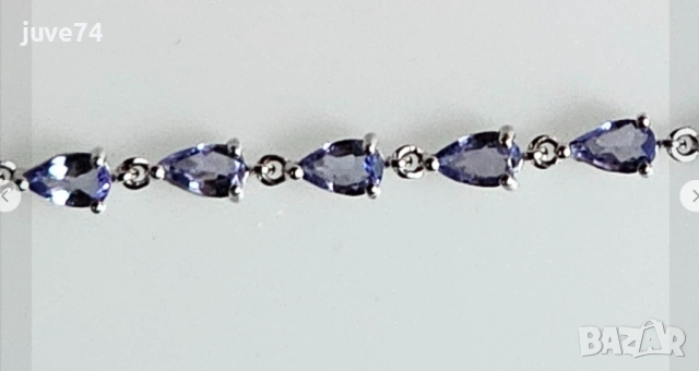 СРЕБЪРНА ГРИВНА С ТАНЗАНИТ (ТАНЗАНИЯ), снимка 3 - Гривни - 54344863