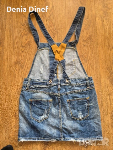 Дънкова пола гащеризон, снимка 2 - Поли - 54179870