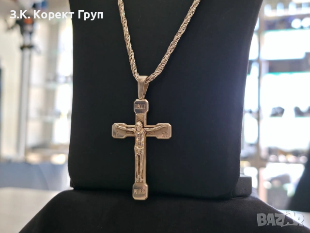 Сребърен синджир с кръст 925 / Каралска плетка / 26,51 гр.