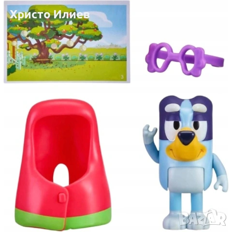 Bluey Блуи комплект фигурка с аксесоари Баба блуи с очила
