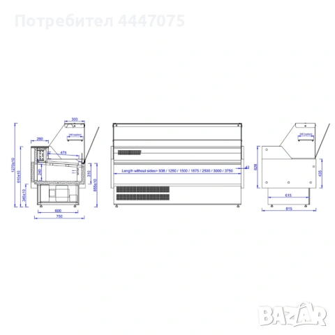 Хладилна витрина 382 л, +4/+10°C, LED, вентилирана, 1 врата, черна, снимка 7 - Обзавеждане на кухня - 54861185