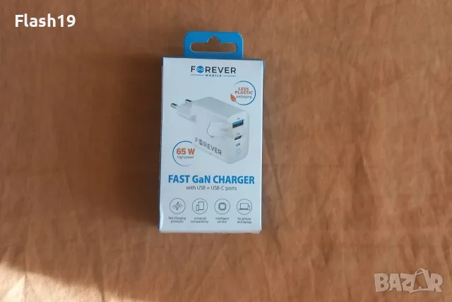 Зарядно Forever 65W GaN (USB + USB-C) (до 31.08.2026)