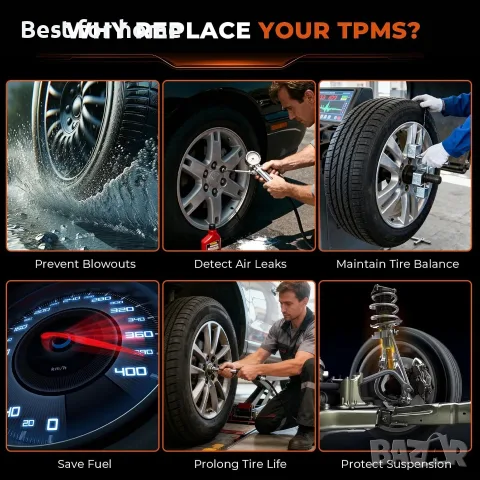 Многопротоколни TPMS сензори за налягане в гумите, подходящи за Ford всички модели - 4 бр., снимка 6 - Аксесоари и консумативи - 55602969