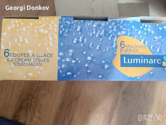 ЧИСТО НОВ комплект 6 бр. чаши за сладолед Luminarc + ПОДАРЪК лъжички, снимка 5 - Сервизи - 54655884