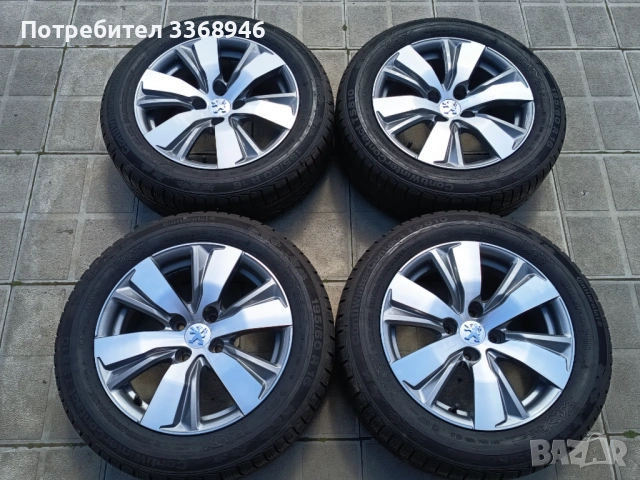 Джанти Peugeot 16" 4x108 с гуми Continental 195/60/16, снимка 3 - Гуми и джанти - 54133791