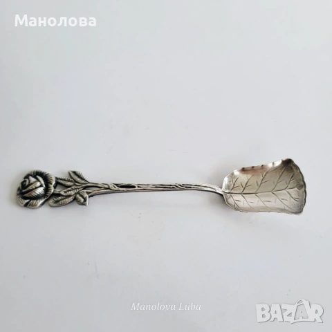 Елегантна лъжичка, класически модел, известен като „Хилдесхаймска роза“ (Hildesheimer Rose)., снимка 3 - Други ценни предмети - 54461806