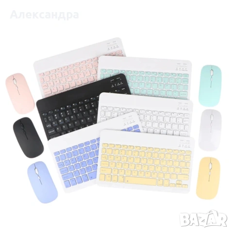 Комплект Bluetooth клавиатура и мишка – ултратънки, презареждащи се, мултифункционални, снимка 2 - Клавиатури и мишки - 54115559