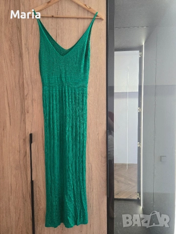 зелена рокля Зара Zara, снимка 3 - Рокли - 54720603