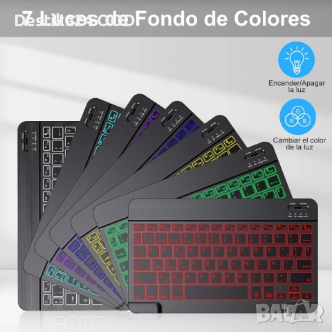 Безжична Bluetooth клавиатура и мишка с подсветка комплект, снимка 8 - Клавиатури и мишки - 54124387