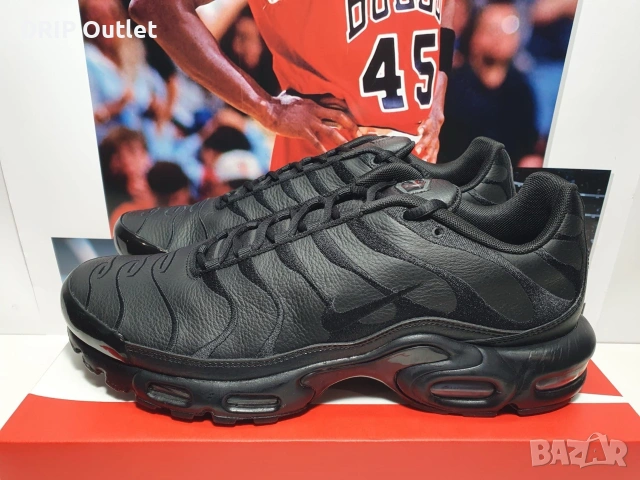 !НОВИ! Nike Air Max Plus 'TN' Leather | Triple Black | + КУТИЯ, снимка 2 - Маратонки - 55282986