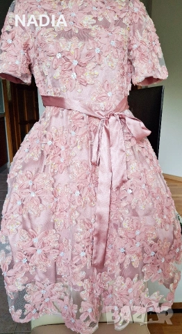 Рокля розов тюл и сатен, снимка 4 - Рокли - 54198116
