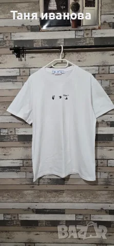 Off White XL-мъжка тениска (А-167), снимка 5 - Тениски - 55639861