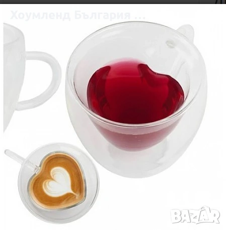 Подарък за Свети Валентин 14ти февруари - двустенна чаша за кафе сърце