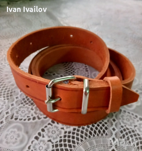 МАКСИ Мъжки колан (150 см) – ЕСТЕСТВЕНА КОЖА – Цвят Керемида, снимка 3 - Колани - 54127031