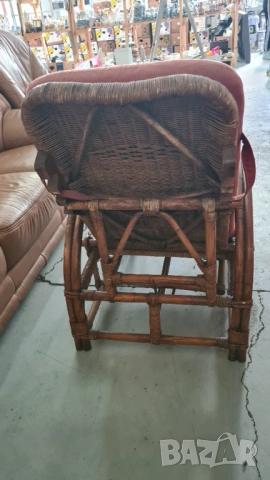винтидж бамбуков шезлонг с табуретка – Уют и Елегантност за Вашия Дом, снимка 5 - Градински мебели, декорация  - 54204227