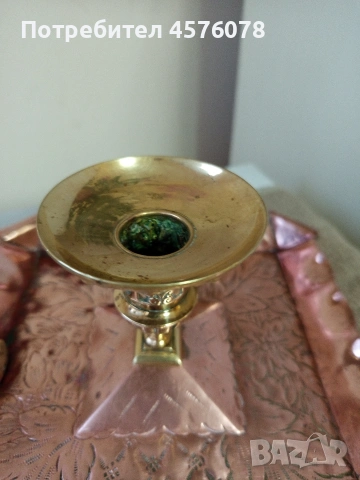 старинен свещник. съчетание бронз и мед, снимка 2 - Колекции - 54049197