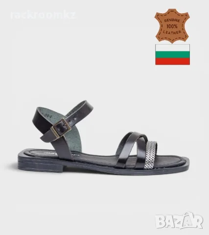 Дамски сандали от естествена кожа с кръстосани каишки в черно 732004 black