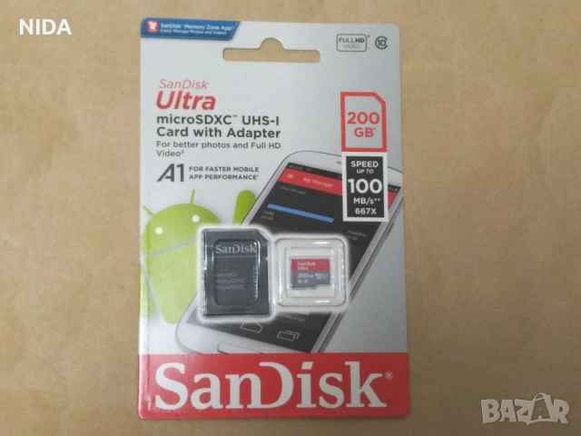 SanDisk Micro SD, 200GB, НОВА