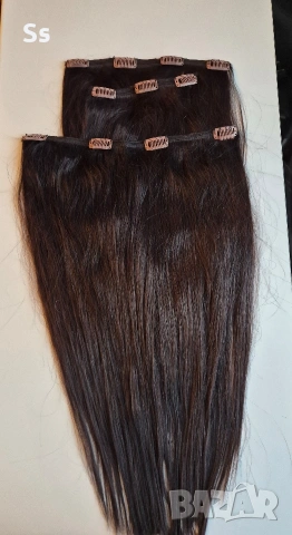 естествена коса на треса /150гр./тъмно кестенява , снимка 2 - Аксесоари за коса - 54009894