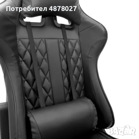 Геймърски стол с прибираща се подложка за крака и функция за масаж - черен, снимка 2 - Геймърски - 55562350
