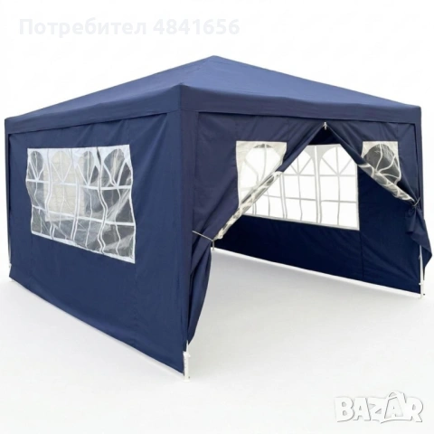 Градинска шатра павилион 3x4x2.5 м синя – Парти шатра със стени, 4 прозореца и вход с цип, снимка 5 - Градински мебели, декорация  - 54781042