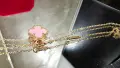 Van Cleef & Arpels VCA Gold Pink Opal Vintage Alhambra Clover Дамско Колие, снимка 10