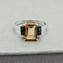 Сребърен пръстен с Цитрин и Смарагди , снимка 4