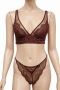 Комплект бельо Hunkemöller – сутиен 75C и бикини XL, дантела в тъмнокафяв цвят, снимка 1