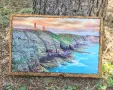 Ръчно изработена дървена картина / пано с морски пейзаж и фар (декупаж), снимка 2