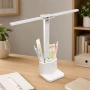 Акумулаторна LED настолна лампа за бюро четене учене работа с органайзер и 3 режима, снимка 5