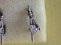 Сребърни обеци с английска закопчалка и кубичен цирконий, Украйна., снимка 3