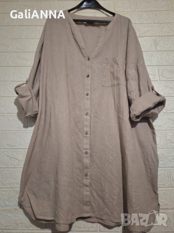 СТРАХОТНА ТУНИКА РИЗА ZIZI ОТ ЛЕН 2XL-4XL