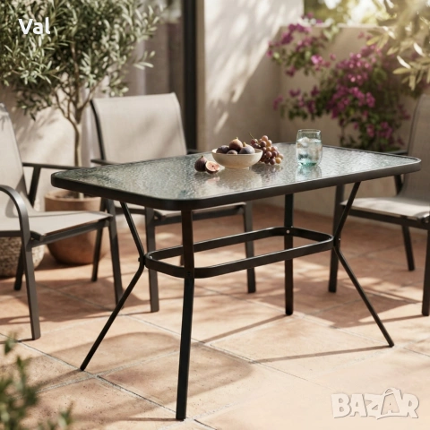 Елегантна правоъгълна маса – стъклен плот, модерен и устойчив дизайн