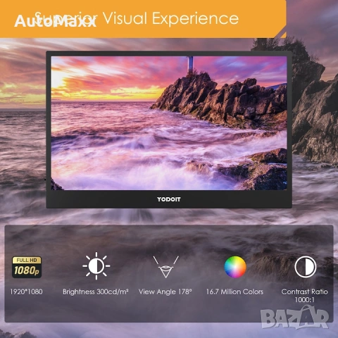 Yodoit 15,6" преносим монитор 1920 x 1080 FHD IPS дисплей преносим монитор с USB Type-C , снимка 5 - Монитори - 55098122