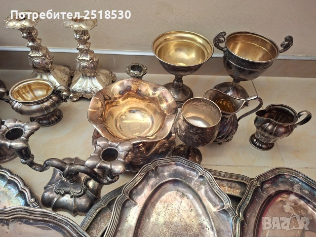 Голям лот посребрени съдове, снимка 2 - Антикварни и старинни предмети - 54540215