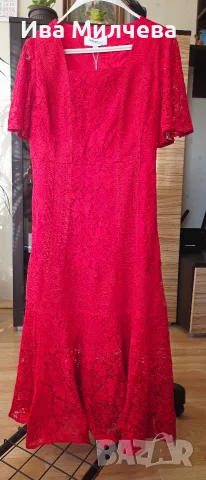 Червена дантелена рокля Vero Moda S, снимка 2 - Рокли - 55569861