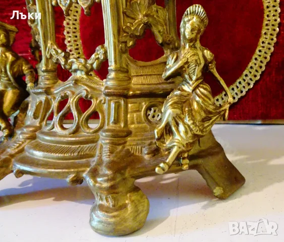 Механичен бронзов часовник,каминен часовник. , снимка 5 - Антикварни и старинни предмети - 55531381