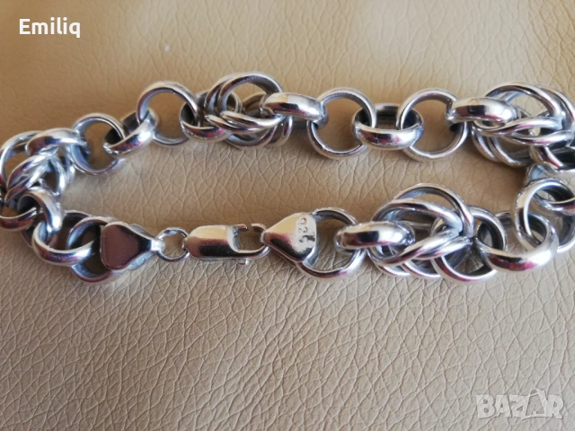  Масивна Сребърна Гривна, снимка 3 - Гривни - 54331790