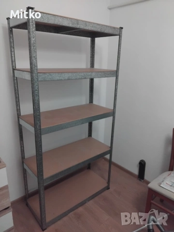 Метален стелаж с  рафтове от MDF с размери 180x90x40, снимка 2 - Стелажи и щандове - 53970219