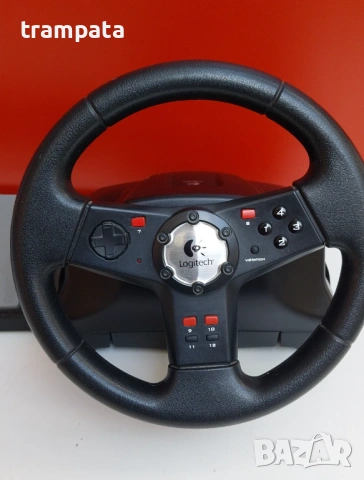 НАЙ ДОБРАТА ОФЕРТА Волан с педали  Logitech E-UK12 Formula Vibration, снимка 2 - Други игри и конзоли - 54906025