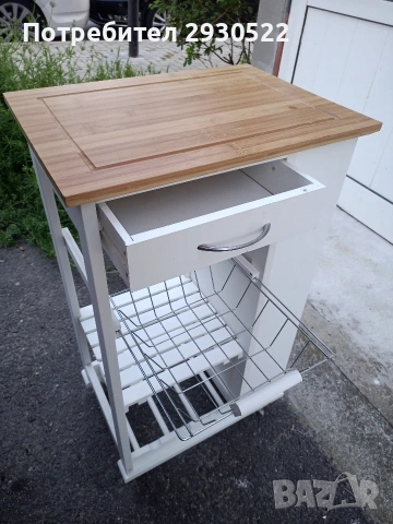 Кухненска количка/масичка с чекмедже и рафтове на колела