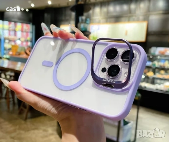 iPhone 17,16,15 всички модели Magsafe case с протектори за камерата,стойка 3цвята, снимка 2 - Калъфи, кейсове - 55090305