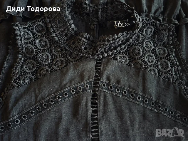 Дълга черна бохо рокля от вискоза и памук с дантела ABBA, снимка 3 - Чанти - 55471533