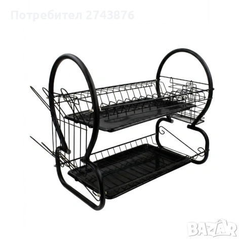Image СУШИЛКА ЗА СЪДОВЕ МЕТАЛ EK-6032, 2 реда, Тавички за оттичане, Органайзер за приборимасова купа, снимка 3 - Други - 35547599
