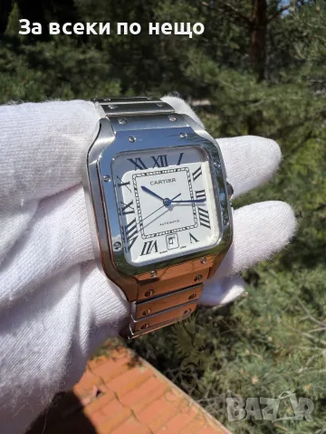 Cartier Santos Мъжки Часовник Бял Циферблат Код Chronolux46, снимка 3 - Мъжки - 55646454