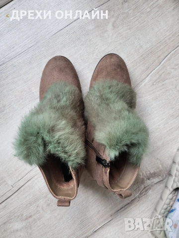 Кафяви боти Onyx с естествен косъм , снимка 2 - Дамски боти - 54053924