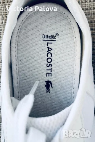 Леки бели маратонки/сникърси LACOSTE оригинал, стелка 24,5см, снимка 9 - Дамски ежедневни обувки - 55517644