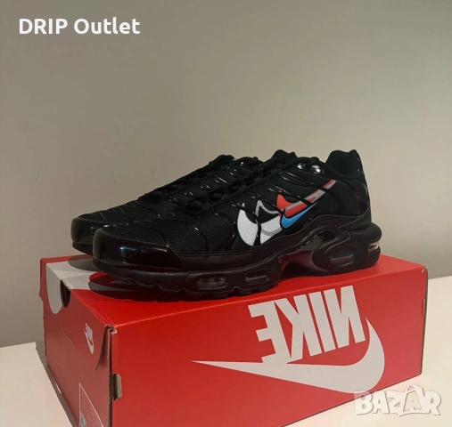 !НОВИ! Nike Air Max Plus 'TN' Multi Swoosh | Black/Red/Blue | + КУТИЯ