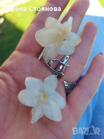 Ръчно изработени обеци с цвят на орхидея, запечатани в епоксидна смола , снимка 14 - Обеци - 54242202