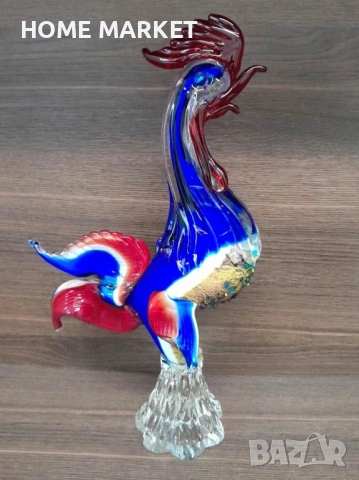 Murano Italy   Glass Cockerel “Французинът” елегантен, грандиозен и великолепен петел , снимка 9 - Други ценни предмети - 54618225
